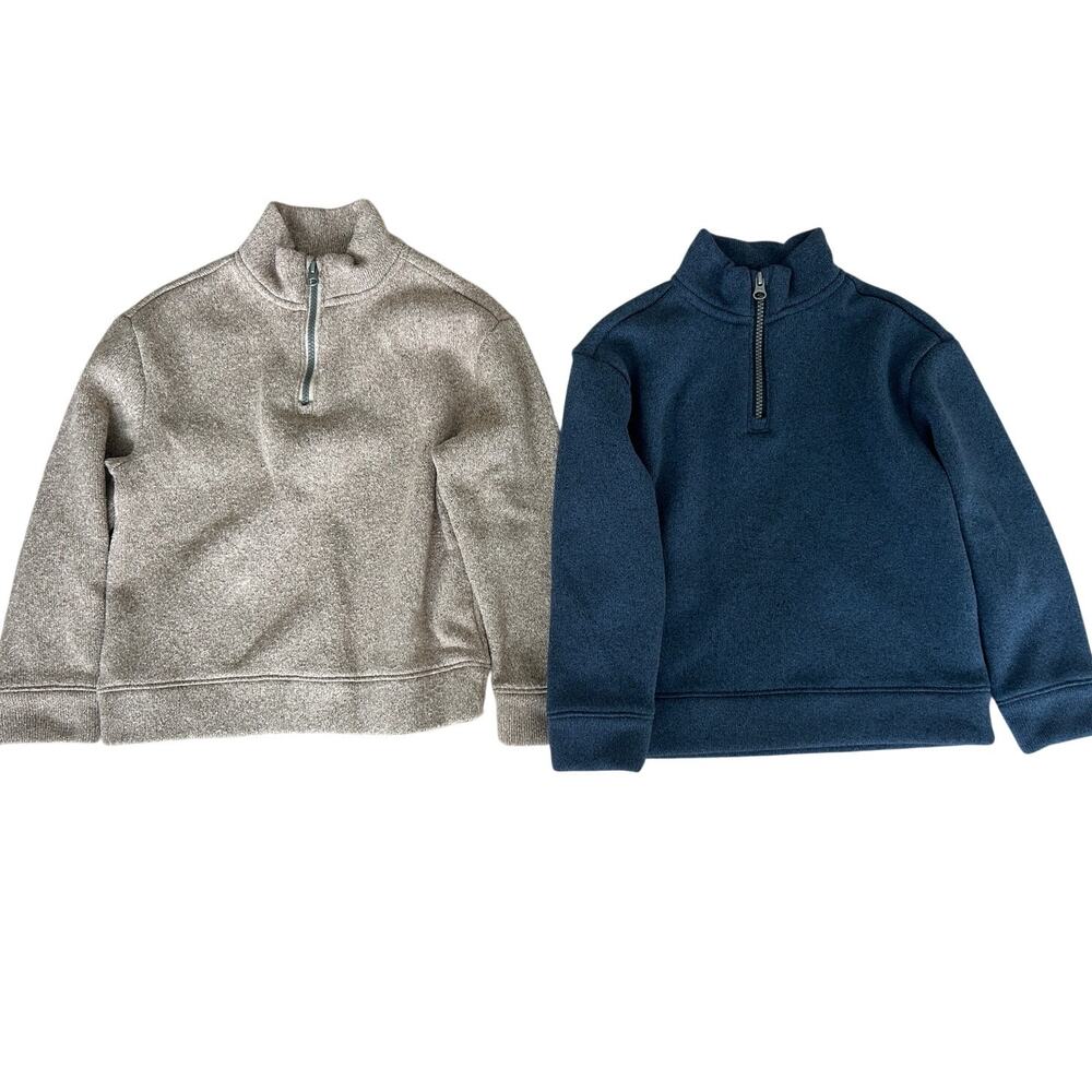 Old Navy bundle of Quarter Zip Pullover Sweaters 1/4 zip, tan navy Boy's S 6/7
